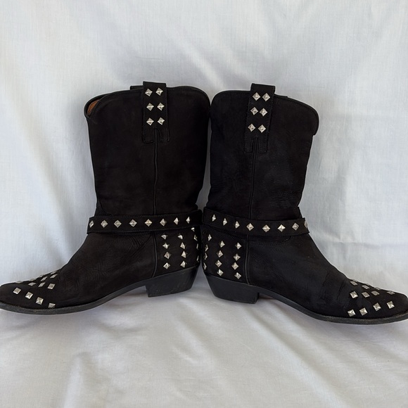 Donald J. Pliner Vero Cuoio Black Suede Silver Studded Western Boots Women’s 7 - Picture 7 of 10